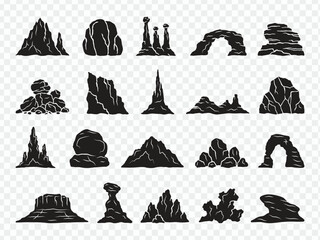 Natural Rock And Stone Silhouette Vector Collection For Geological Landscapes And Outdoor Graphic © Md