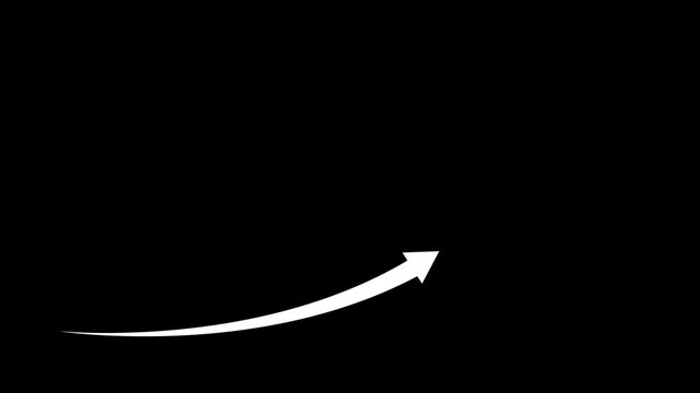 Business growth arrow and graph chart, Business line arrow, improvement, business strategy, arrow rising up. Arrows animation on black background