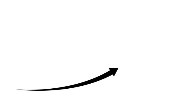 Business growth arrow and graph chart, Business line arrow, improvement, business strategy, arrow rising up. Arrows animation on black background
