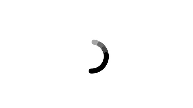 Black loading wheel preloader icon on isolated white background for digital buffering progress bar and website data processing concept