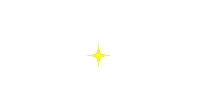 Single yellow glowing sparkling star icon on isolated white background for clean effect magic twinkle and abstract design element
