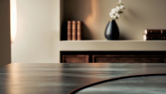 Table Top and Blur Interior of the Background showing a distinct scene.