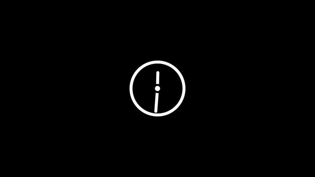 Modern White Analog Clock Icon Animation with Rotating Hands Ticking Seamlessly on Dark Black Background Time Concept Loop