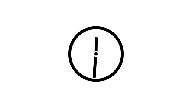 Continuous Ticking White Analog Clock Animation with Moving Pointer Hands on Solid white Background Time Concept Loop