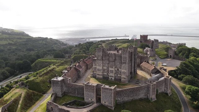 Historic Dover Castle from above Great Britain