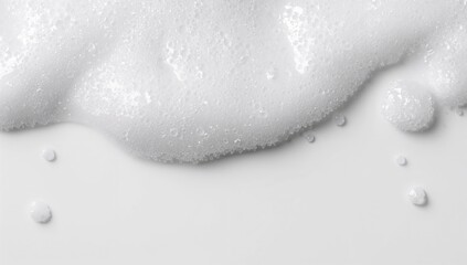 Fototapeta premium Bubbling Foam on a Smooth White Surface with Soft Shadows