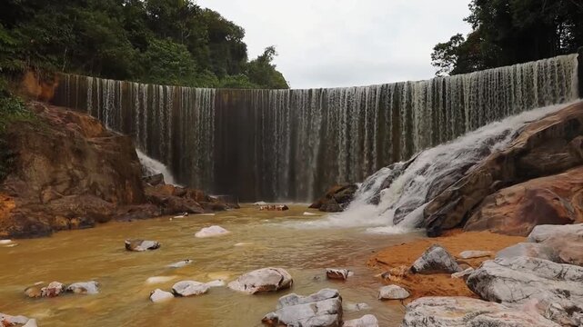 Artificial waterfall at Lubuk Timah Hot Spring in Ipoh, Perak, Malaysia