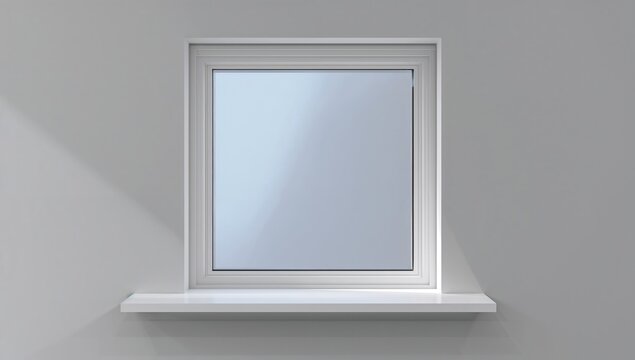 Modern Square Window with White Frame on a Neutral Wall