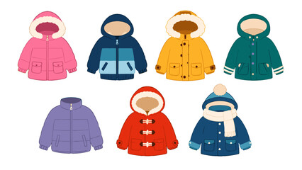Collection of colorful winter jackets and coats for children © Mark