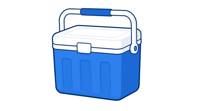 Blue portable cooler box with handle vector illustration