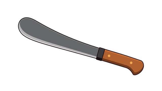 Curved machete with wooden handle vector illustration