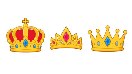 Set of three golden crowns and a jeweled tiara illustration © Mark