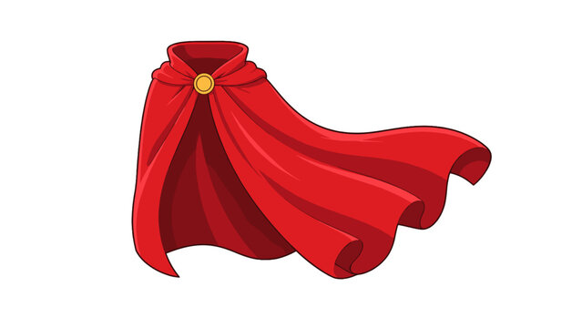 Red flowing superhero cape isolated on white background