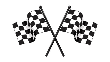 Obraz premium Crossed black and white checkered racing flags vector