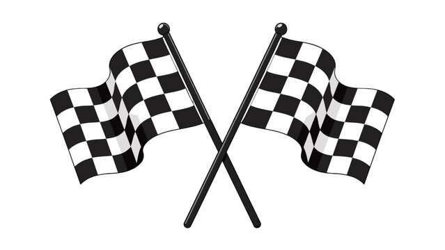 Crossed black and white checkered racing flags vector
