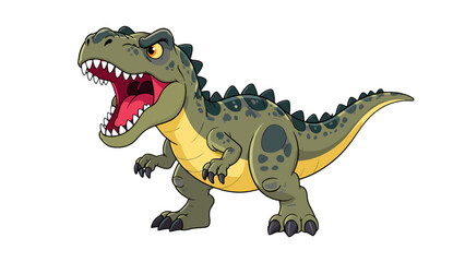 Cartoon green dinosaur roaring in colorful vector style © Mark