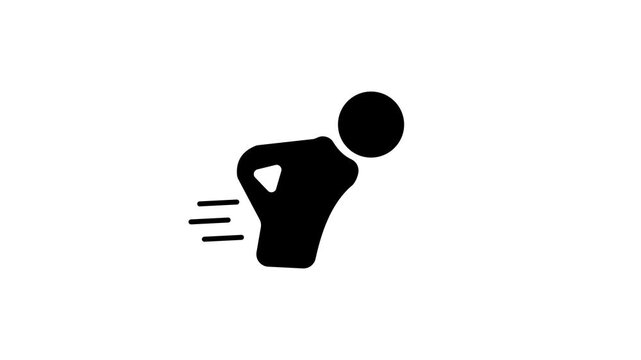 Minimalist running person animation, fast motion symbol, simple black silhouette runner