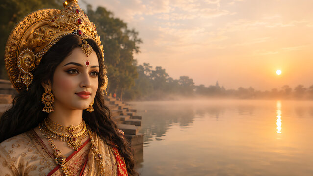 Durga Puja Durga Pooja Navratri Religious Festival Honoring Maa Durga Ambe Jagdamba Bhavani Ambika Chandika Dussehra Vijayadashami