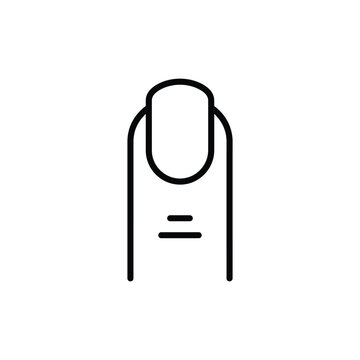 Minimalist outline icon of a single human fingernail with manicure grooming minimalist monochrome