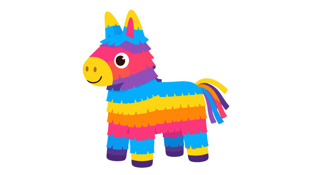 Colorful donkey pinata cartoon vector illustration isolated