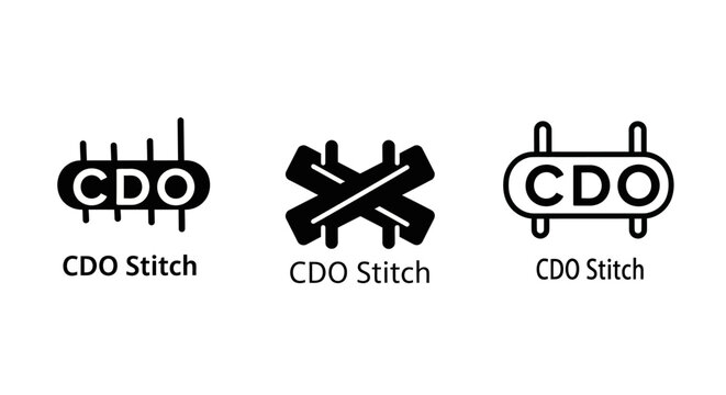 CDO Stitch Logo, Abstract Shape, and Symbols on White Background