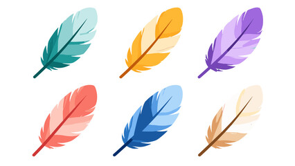 Set of colorful feather icons isolated on white background © Mark