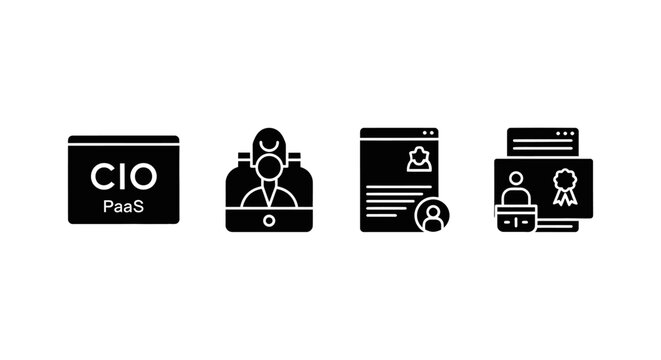 CIO PaaS Cloud Computing and Business Executive Iconography