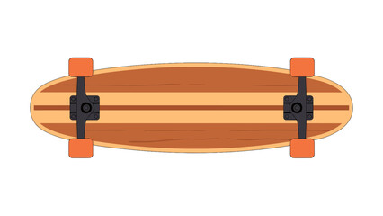 Top view of a longboard skateboard with wooden deck © Mark