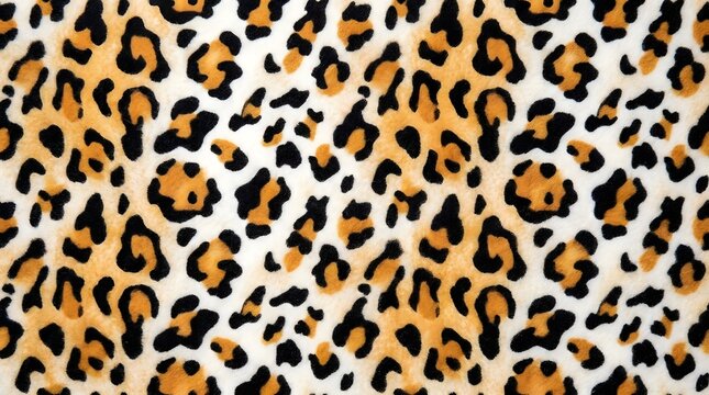Close-up of a leopard print pattern with orange black spots and creamy background showcasing wild animal skin design for fashion or decoration
