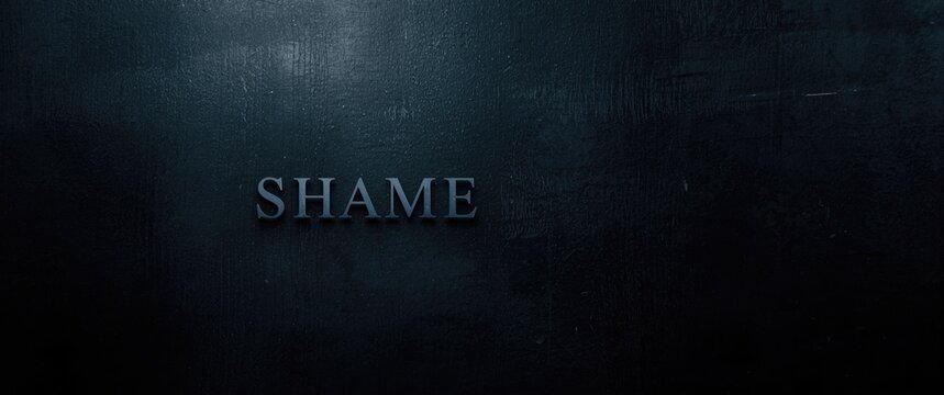 Dark Textured Background with the Word Shame - Minimalist Design, Soft Lighting, Isolated Focus