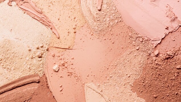 Colorful Textured Makeup Powder Blush in Warm Tones on Surface