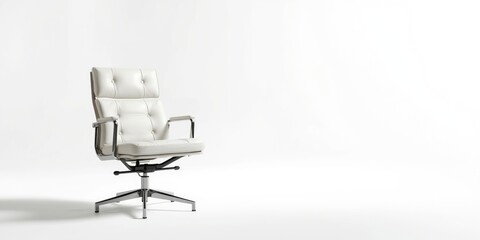 Obraz premium Modern White Office Chair with Armrests in Minimalist Setting