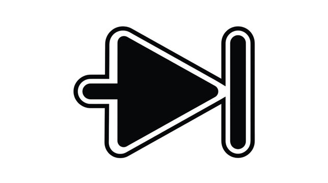 Vector icon symbol of a rectifier diode, black and white, next, forward, circuit, electronic component, technology, simple flat design