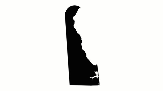 Delaware state map vector illustration with geographic outline, USA silhouette, civic identity, patriotic design, regional boundary, isolated decorative graphic art collection for cartography 