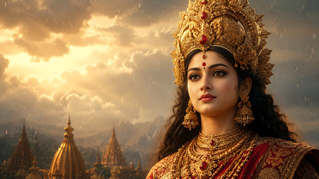 Durga Puja Durga Pooja Navratri Sacred Devotional Celebration Featuring Maa Durga Vaishno Devi Amba Jagdamba Bhavani Shakti