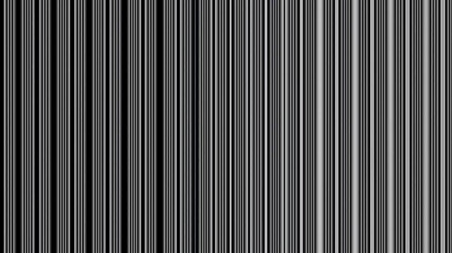 Moving vertical black and white stripes shifting and changing thickness in a seamless motion background.