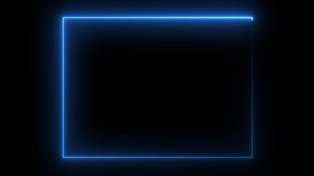 Neon rectangle frame loop animation. rectangular glowing frame with moving line. neon shape line animation