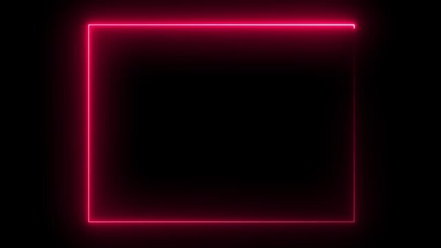 Neon rectangle frame loop animation. rectangular glowing frame with moving line. neon shape line animation