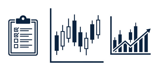 Obraz premium Clipboard and financial graph chart icons