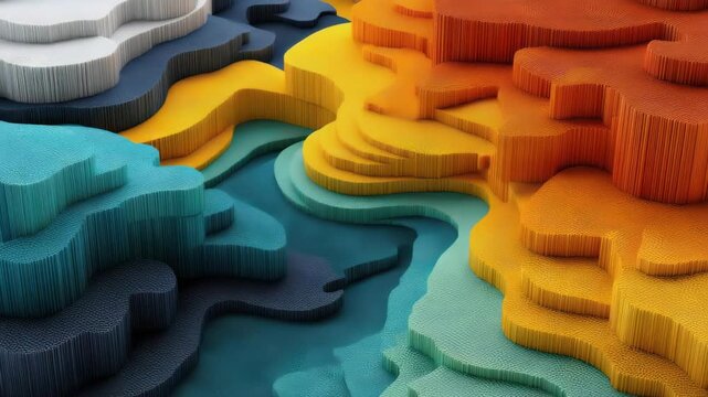 Abstract Waves of Colorful Textures in 3D Geometric Pattern Design