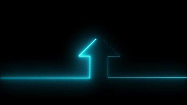 Abstract Glowing neon line icon and up arrow animation. growth up concept, Money, profit, investment, growth business up arrow animation 4k video