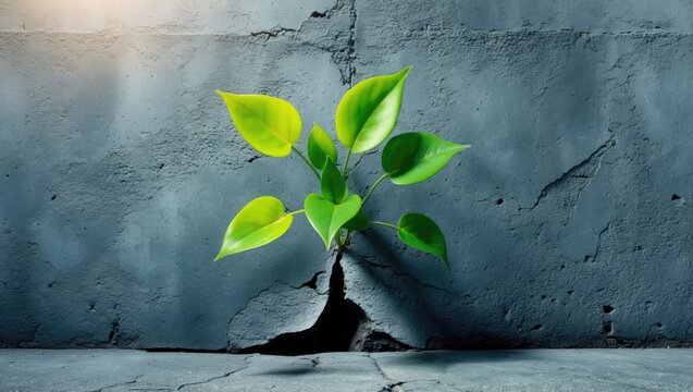 The sprout developed close to the concrete grass.