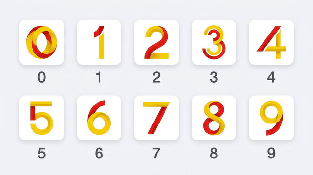 Modern 3D Ribbon-Style Numeric Logo Template Set