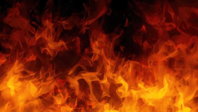 Glowing Flames in Fiery Orange and Red Hues Against a Dark Background