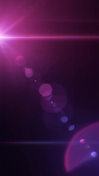 Dreamy magenta and violet cinematic light leak overlay with glowing gradients, realistic lens flare, soft bokeh and seamless looping motion on black background for premium video editing projects.