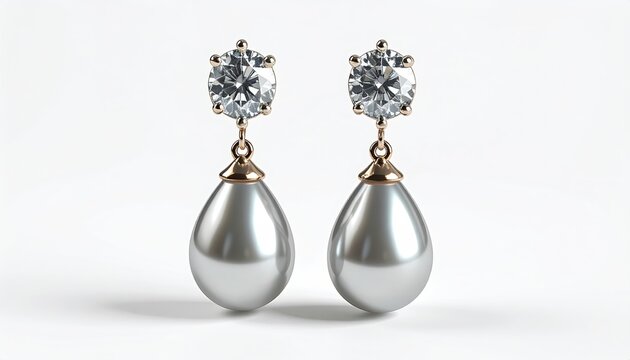 Elegant Pearl Drop Earrings with Sparkling Gemstone Studs