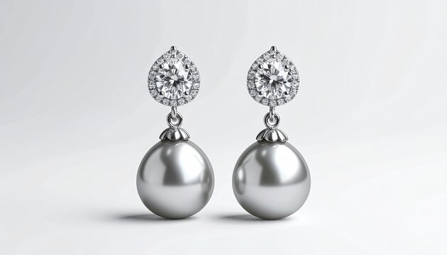 Elegant Pearly Drops Earrings with Diamond Studs