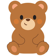 Obraz premium Cute Cartoon Brown Teddy Bear Sitting Illustration