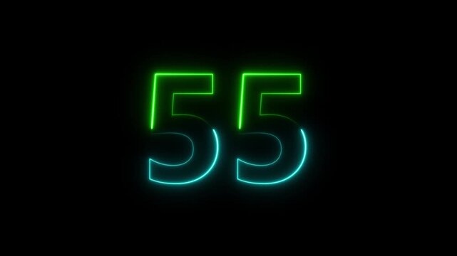 Neon minimalistic real time of one minute of times in an isolated space. Sci-fi stylish glowing countdown seconds with cool reflection for an analog style presentation. Close up static nice shot