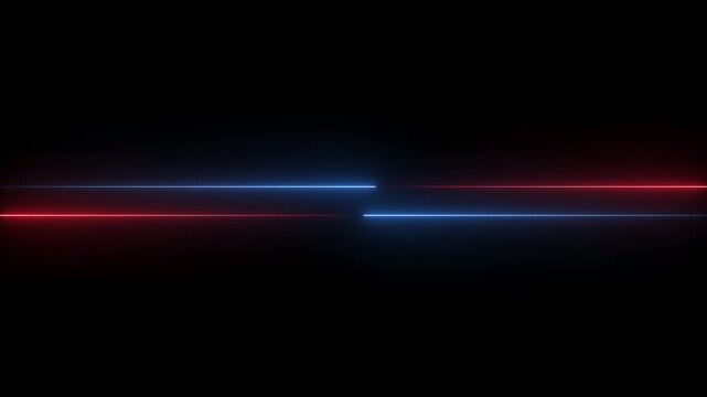abstract neon technology motion background with glowing laser beams. Straight neon laze r line color blue black background.